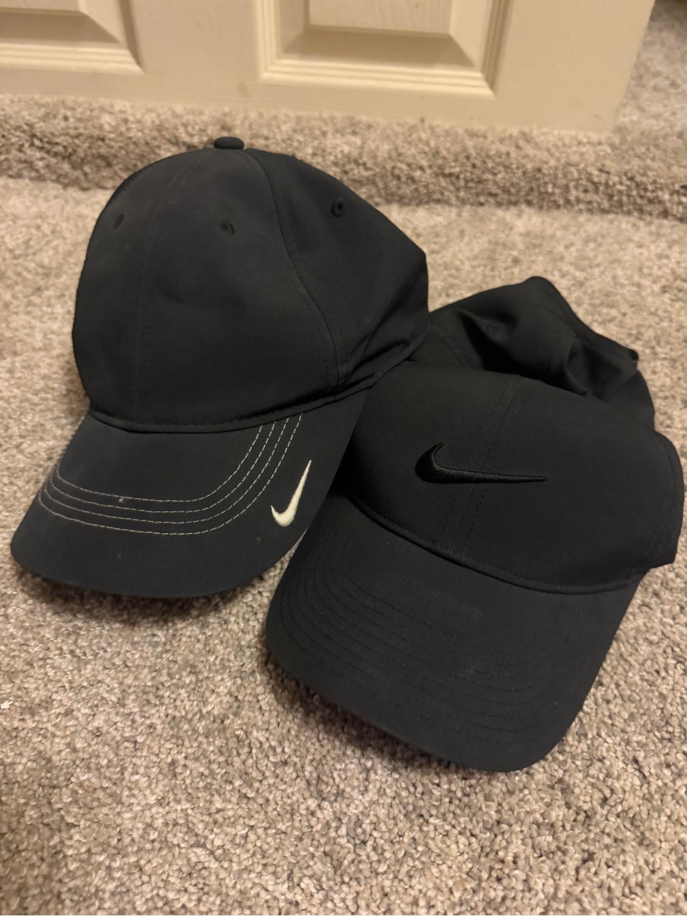 Nike Black Dual Swoosh Baseball Caps Set